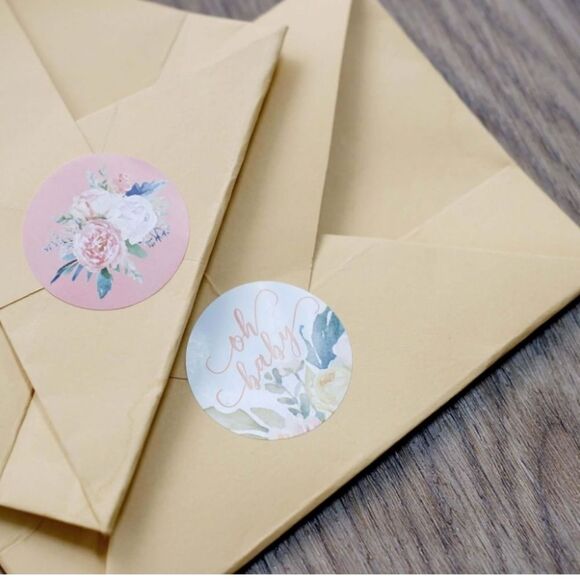 Efavormart Baby Shower Stickers 1'' Round 40 PCS Water Resistant DIY Floral - Picture 6 of 16